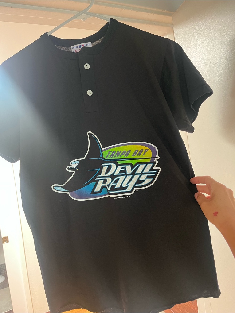 Vintage Tampa Bay Devil Rays Logo Tee-Black Youth Large